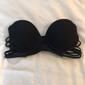 Black strappy push up bikini top